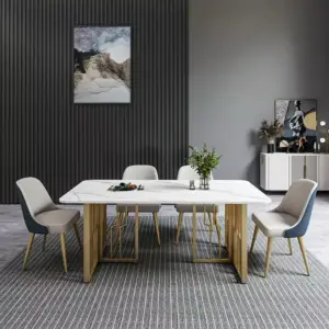 طاولة طعام رخام مستطيلة فخمة