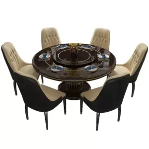 طاولة طعام رخامية فخمة مع كراسي مودرن 