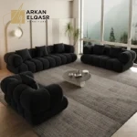كنب بتصميم هندسي أنيق – راحة فائقة وتنجيد فاخر – لمسة فخمة لغرفة المعيشة العصرية