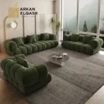كنب بتصميم هندسي أنيق – راحة فائقة وتنجيد فاخر – لمسة فخمة لغرفة المعيشة العصرية