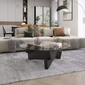 طاولة قهوة خشبية بتصميم قاعدة حديثة