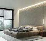 سرير غرفة نوم ارضي مغطي بالقماش المريح