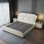 سرير نوم من جلد مع كمودينة