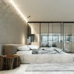 سرير غرفة نوم ارضي مغطي بالقماش المريح