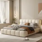 سرير نوم من جلد بتصميم بسيط