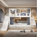 سرير أطفال فضائي بطابقين مع مزلق عملي