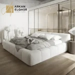 سرير غرفة نوم ارضي مغطي بالقماش المريح