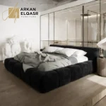 سرير غرفة نوم ارضي مغطي بالقماش المريح