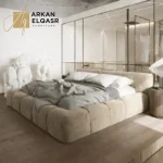 سرير غرفة نوم ارضي مغطي بالقماش المريح