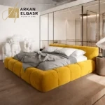 سرير غرفة نوم ارضي مغطي بالقماش المريح