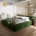 سرير غرفة نوم ارضي مغطي بالقماش المريح