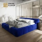 سرير غرفة نوم ارضي مغطي بالقماش المريح