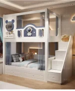 ⁦سرير أطفال فضائي بطابقين مع مزلق عملي⁩ - الصورة ⁦3⁩