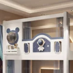 ⁦سرير أطفال فضائي بطابقين مع مزلق عملي⁩ - الصورة ⁦2⁩