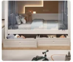 ⁦سرير أطفال فضائي بطابقين مع مزلق عملي⁩ - الصورة ⁦9⁩