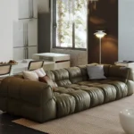 ⁦كنب صاله جلد بتصميم مودرن⁩ - الصورة ⁦4⁩