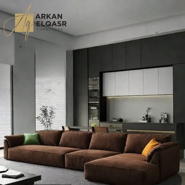 كنب زاوية مودرن من الجلد بتصميم ايطالي