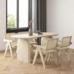 ⁦طاولة طعام خشب مع كراسي⁩ - الصورة ⁦4⁩