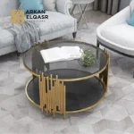 طاولة قهوة من الاستيل المذهب بتصميم فخم