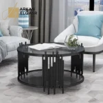 طاولة قهوة من الاستيل المذهب بتصميم فخم