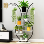 ارفف تخزين شيك من الاستيل الاسود والخشب