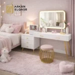 تسريحة غرفة نوم بأدراج مع مرآة ليد