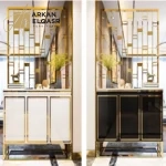 خزانة احذية مع فاصل استيل مذهب