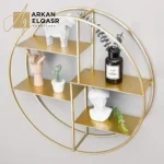 رف جداري دائري من الاستيل مذهب