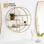 رف جداري دائري من الاستيل مذهب