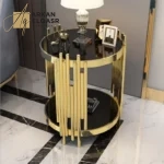 طاولة خدمة من الاستيل المذهب بتصميم فخم