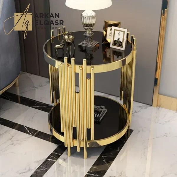 طاولة خدمة من الاستيل المذهب بتصميم فخم
