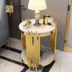 طاولة خدمة من الاستيل المذهب بتصميم فخم