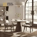 طاولة خشب دائرية مودرن بتصميم بسيط