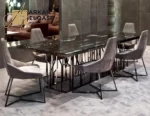 طاولة طعام رخام و كراسي بتصميم حديث