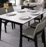 طاولة طعام رخام شيك مع كراسي
