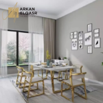 طاولة طعام رخام مع كراسي فخمة