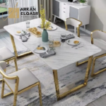 طاولة طعام رخام مع كراسي فخمة