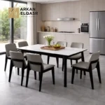 طاولة طعام رخام شيك مع كراسي