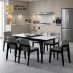 طاولة طعام رخام شيك مع كراسي