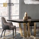 طاولة طعام رخام فاخرة بتصميم اسبانى مع كراسي