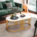 طاولة قهوة تصميم حديث من الاستيل والرخام