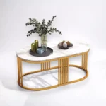 طاولة قهوة تصميم حديث من الاستيل والرخام