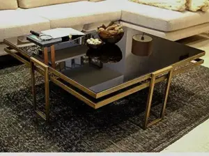 طاولة قهوة رئيسية من الاستيل المذهب