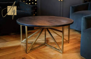 _ طاولة قهوة مودرن من الاستيل والخشب