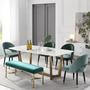 طاولة طعام رخام بلمسة الاستيل الفاخر