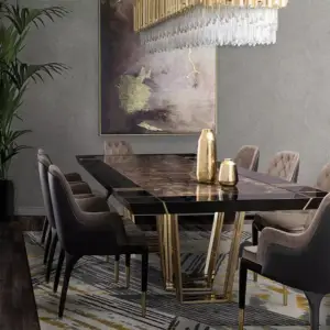 طاولة طعام رخام فاخرة بتصميم اسبانى مع كراسي