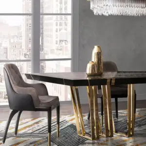 طاولة طعام رخام فاخرة بتصميم اسبانى مع كراسي