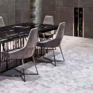 طاولة طعام رخام و كراسي بتصميم حديث