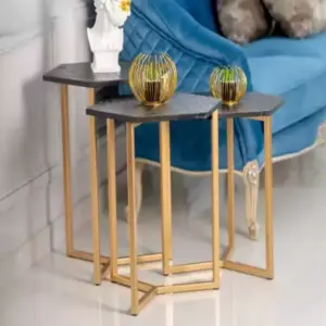 طقم طاولات جانبية من الاستيل والرخام 