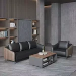 طقم كنب مميز من الجلد و الخشب الفاخر